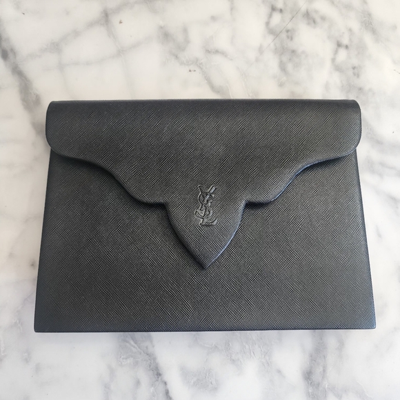 Authentic YSL black Leather Vintage Clutch - Picture 1 of 8